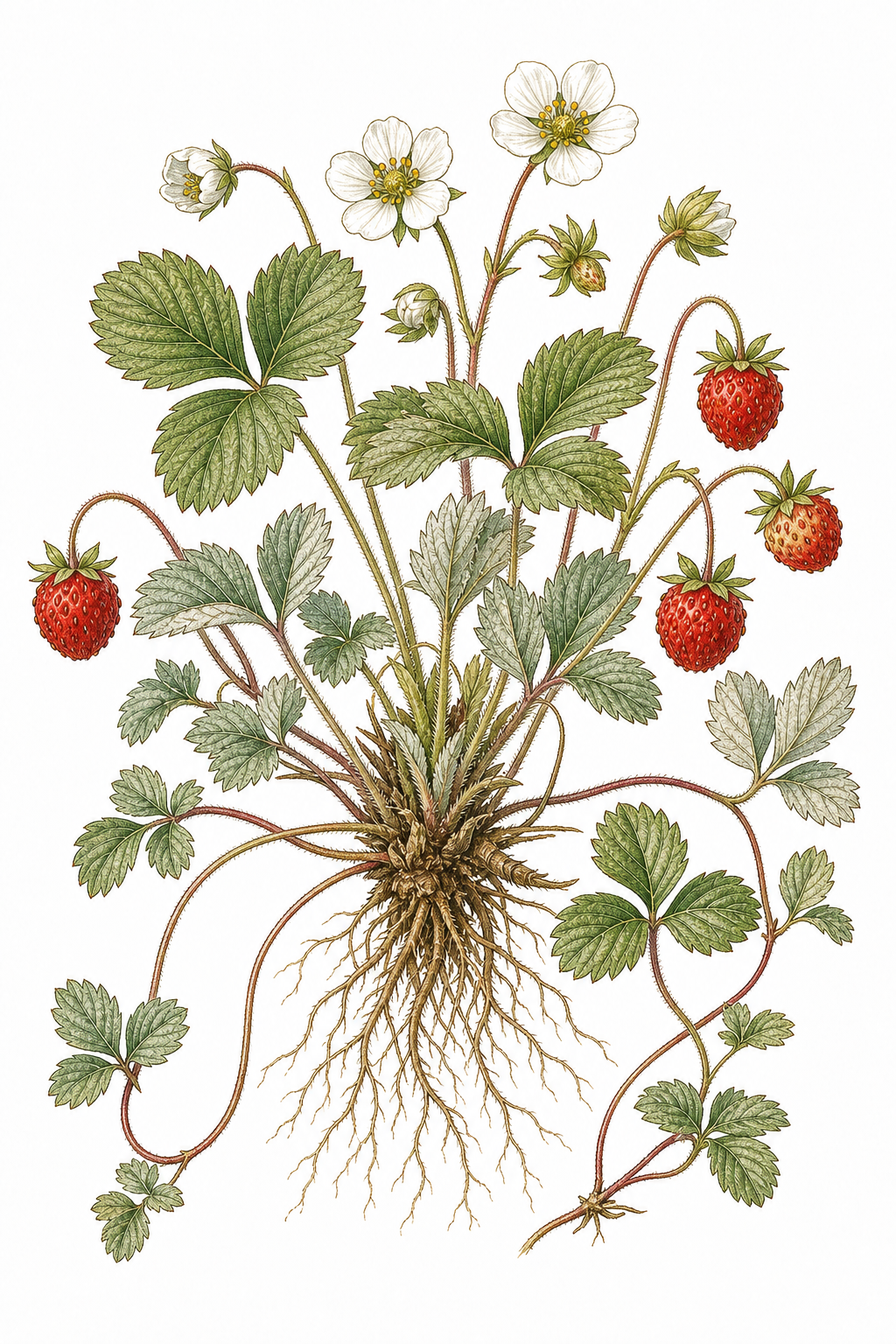 Alpine Strawberry botanical illustration