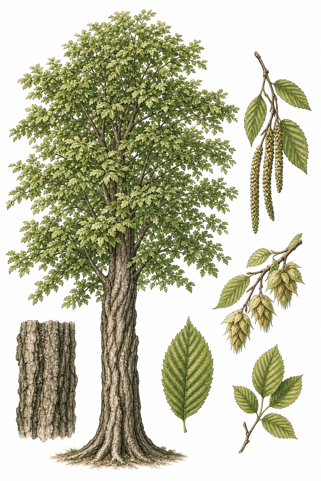 American Hornbeam botanical illustration