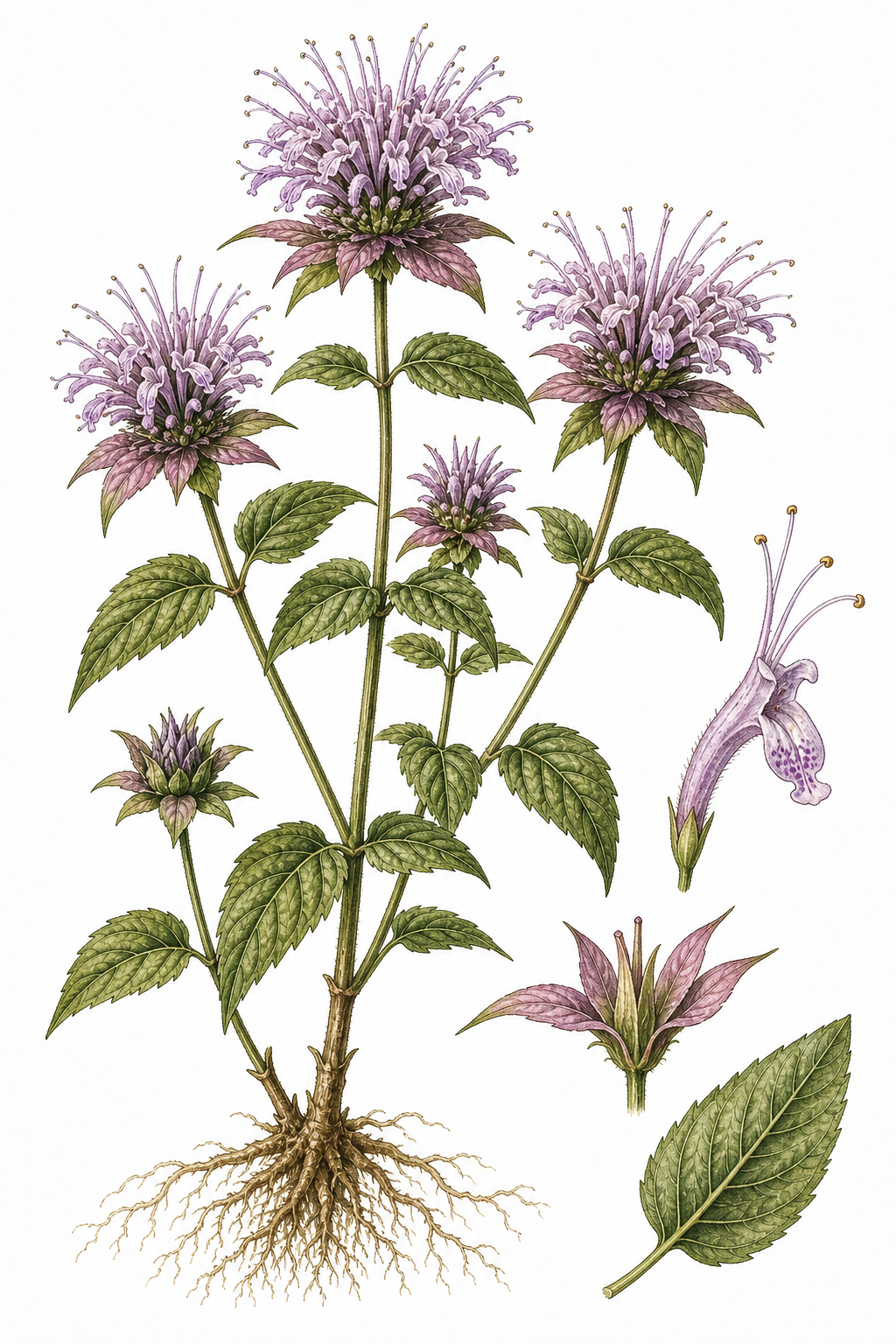 Bee Balm botanical illustration