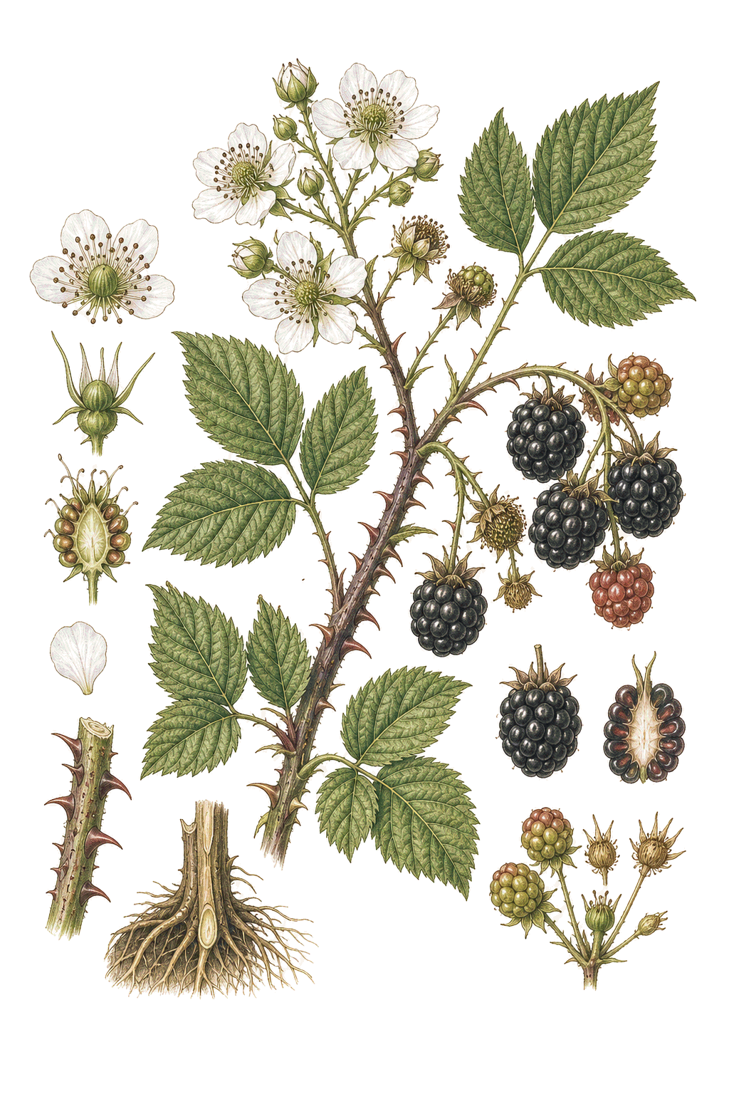 Blackberry botanical illustration