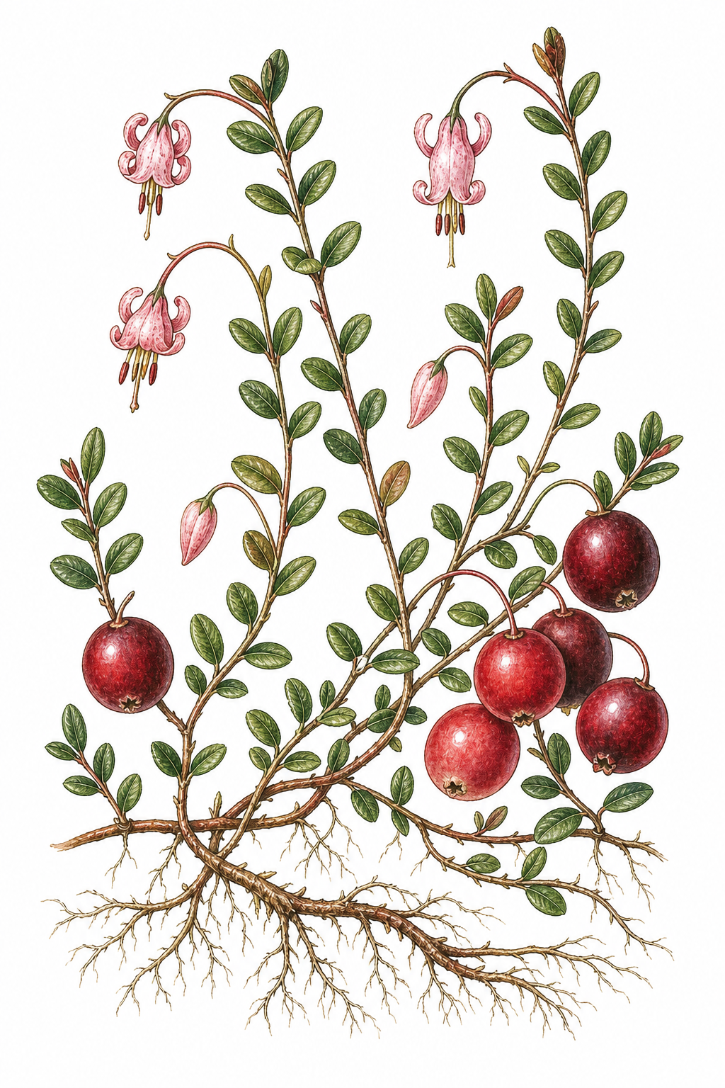 Bog Cranberry botanical illustration