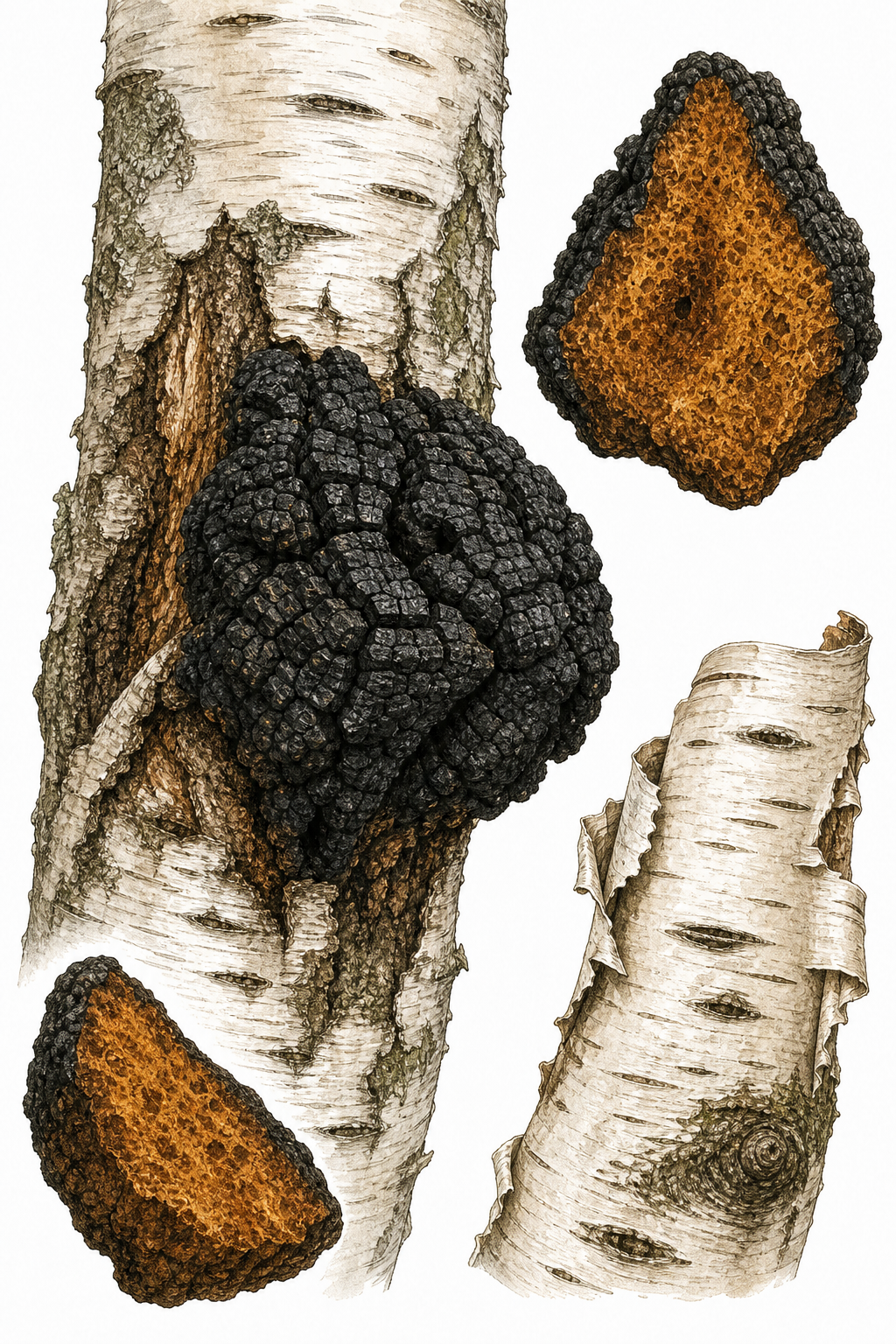 Chaga botanical illustration