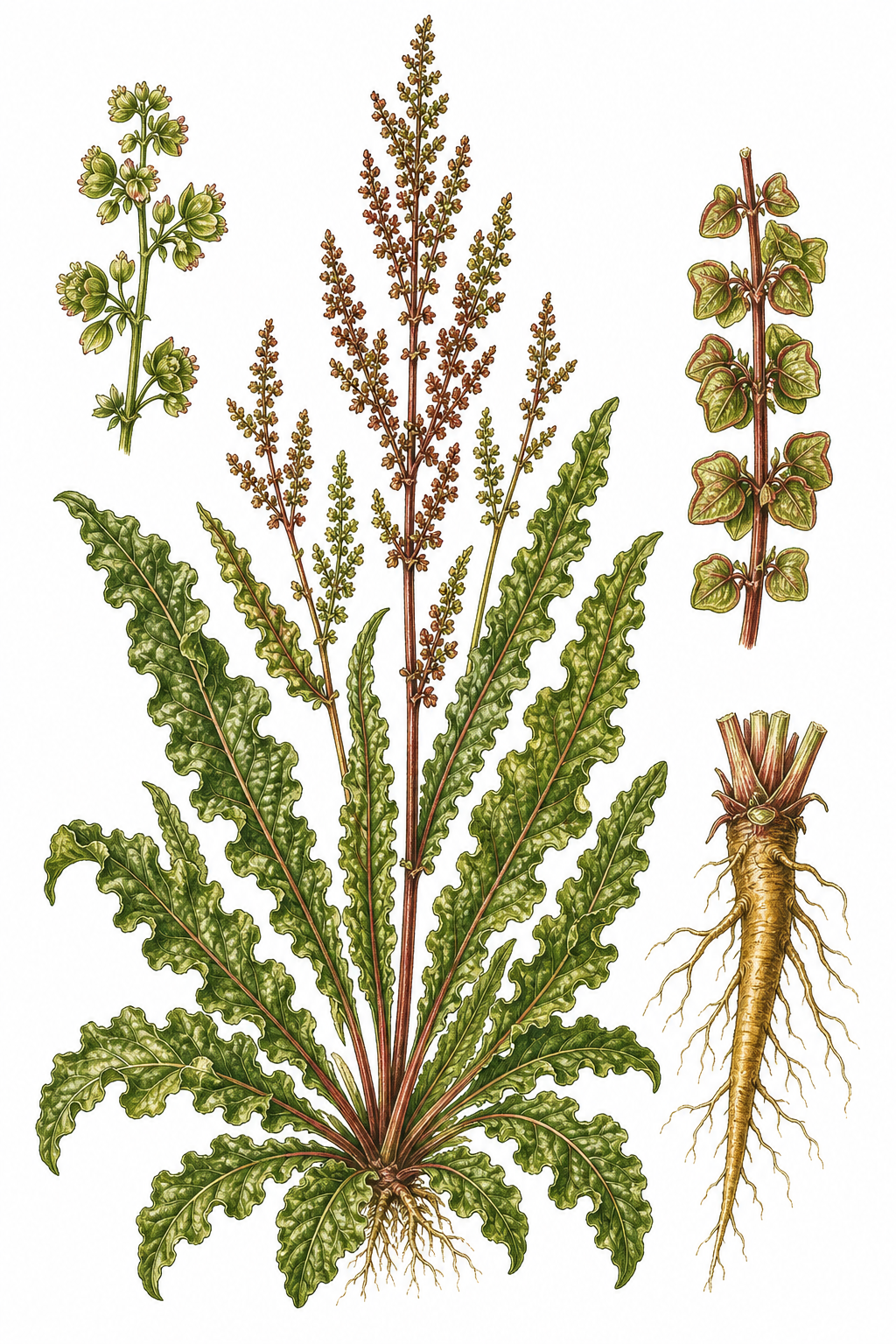 Curly Dock botanical illustration