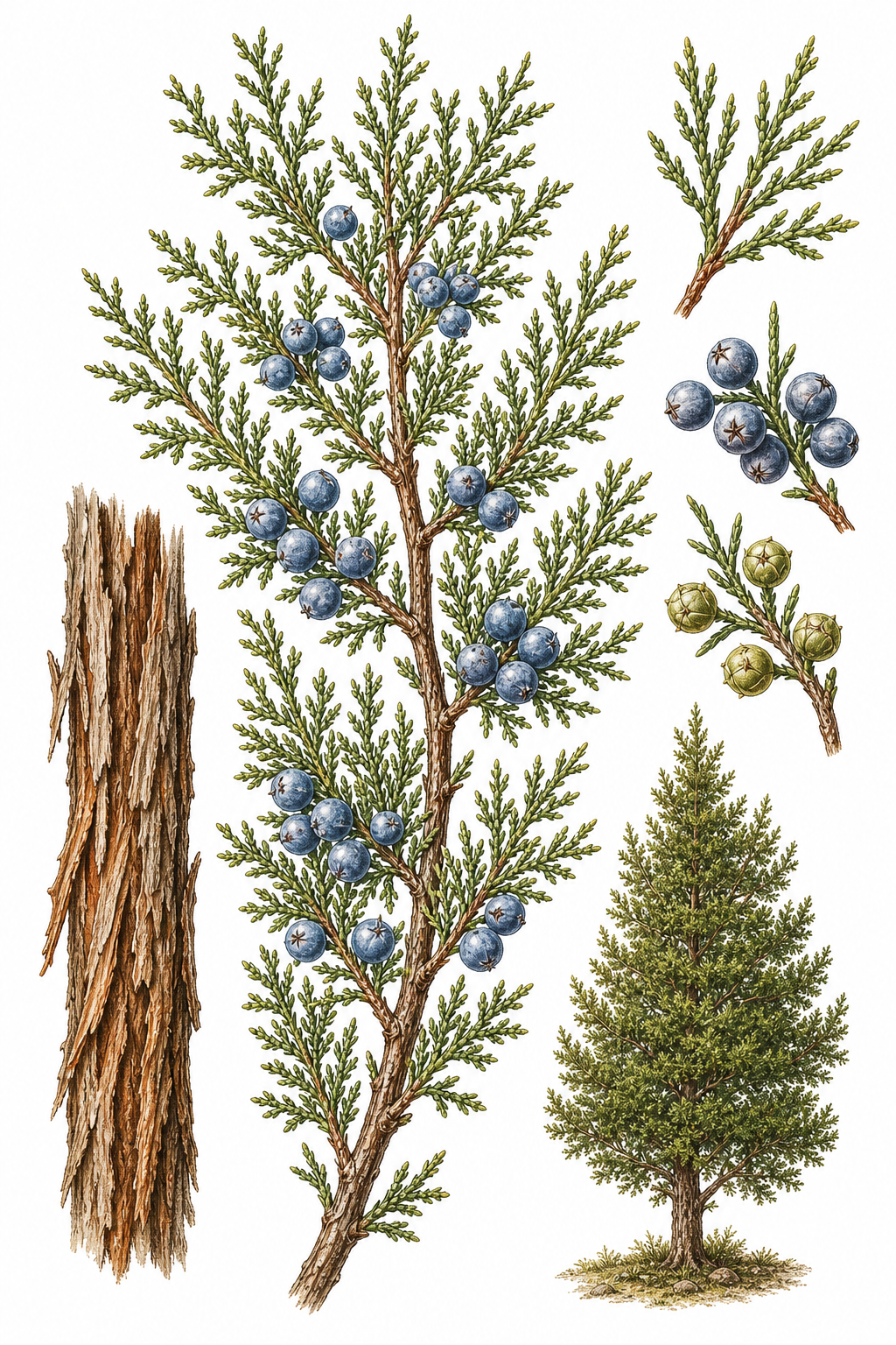 Eastern Red Cedar botanical illustration