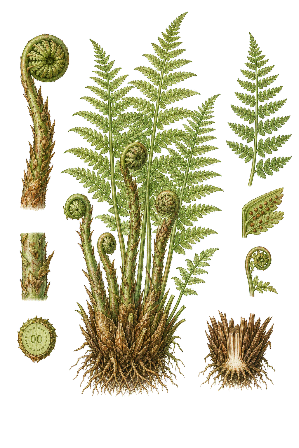 Fiddleheads botanical illustration