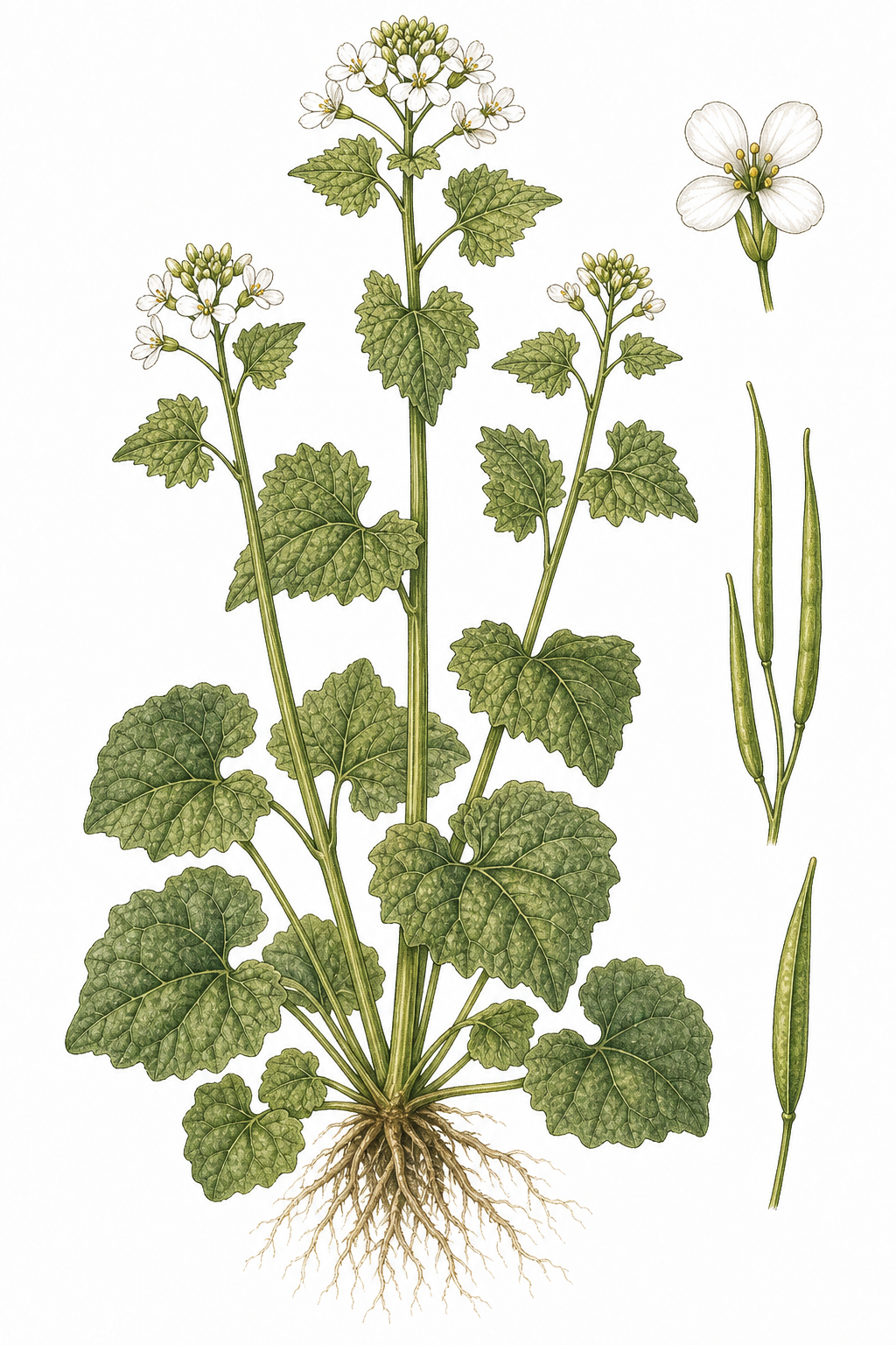 Garlic Mustard botanical illustration