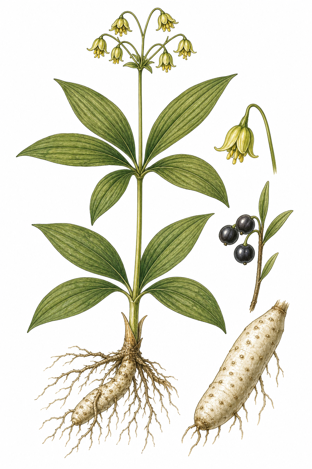 Indian Cucumber-Root botanical illustration