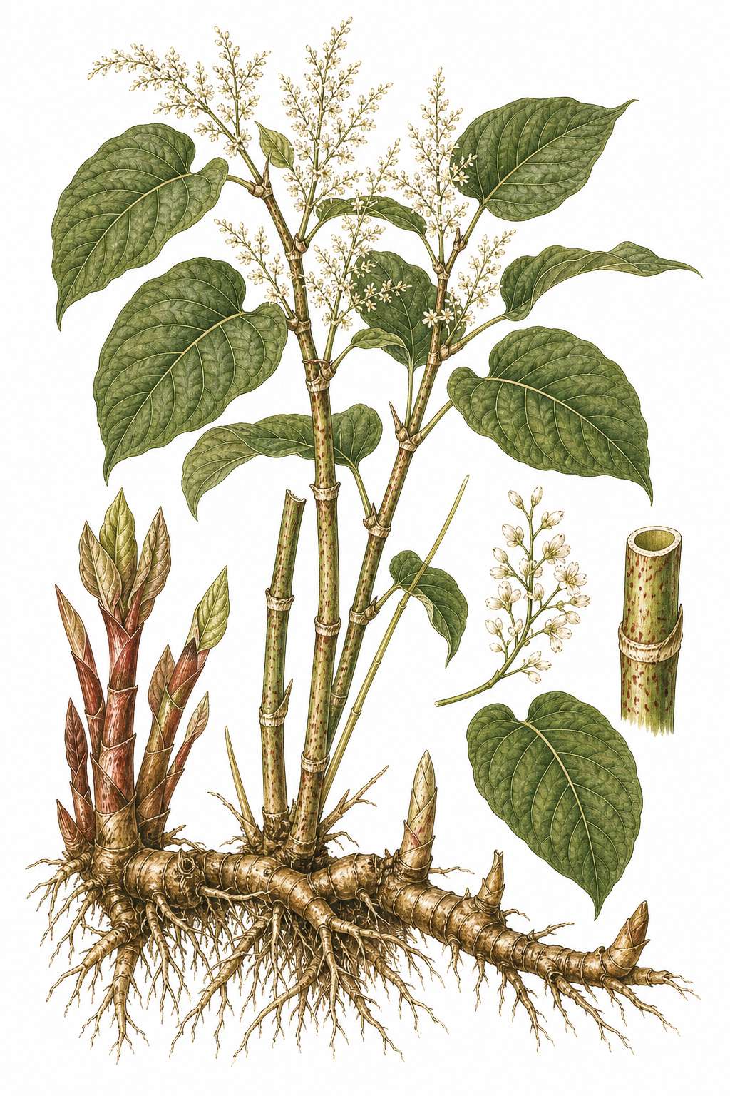 Japanese Knotweed botanical illustration