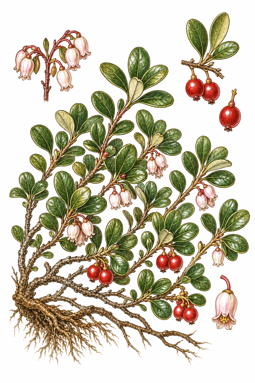 Kinnikinnick botanical illustration