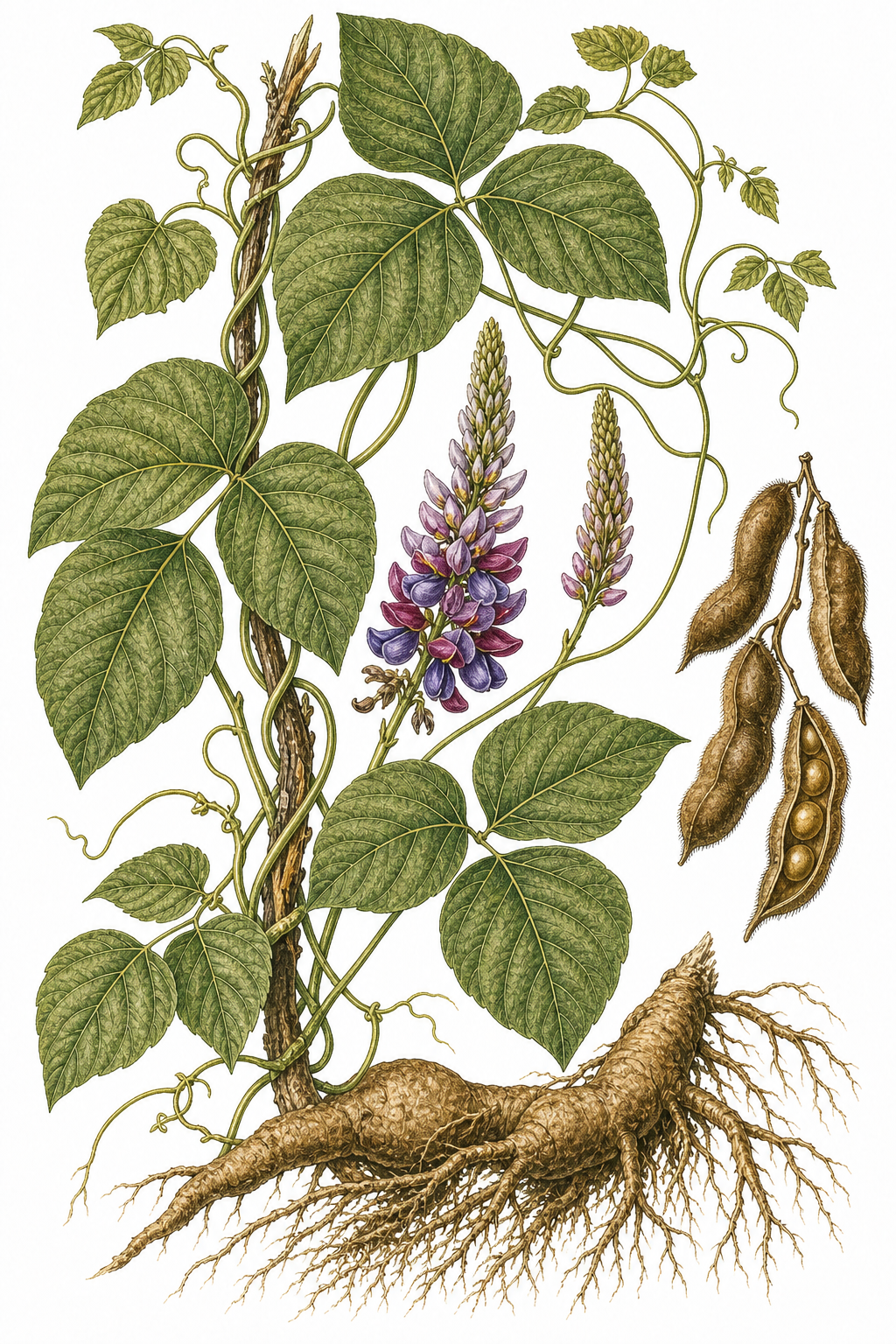 Kudzu botanical illustration