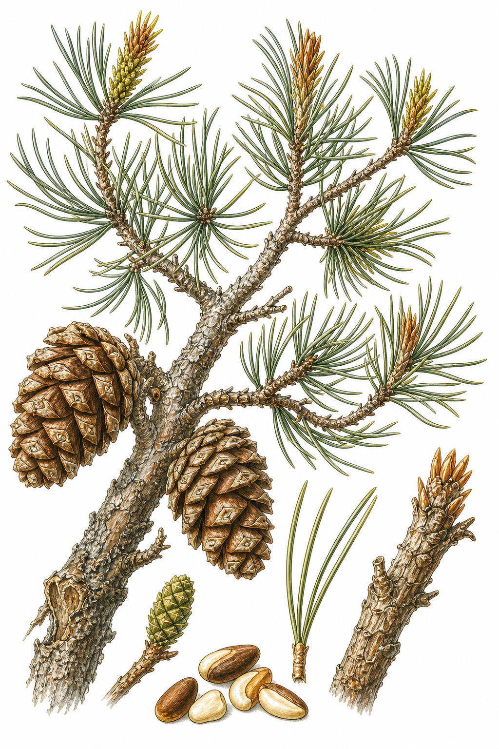 Limber Pine botanical illustration