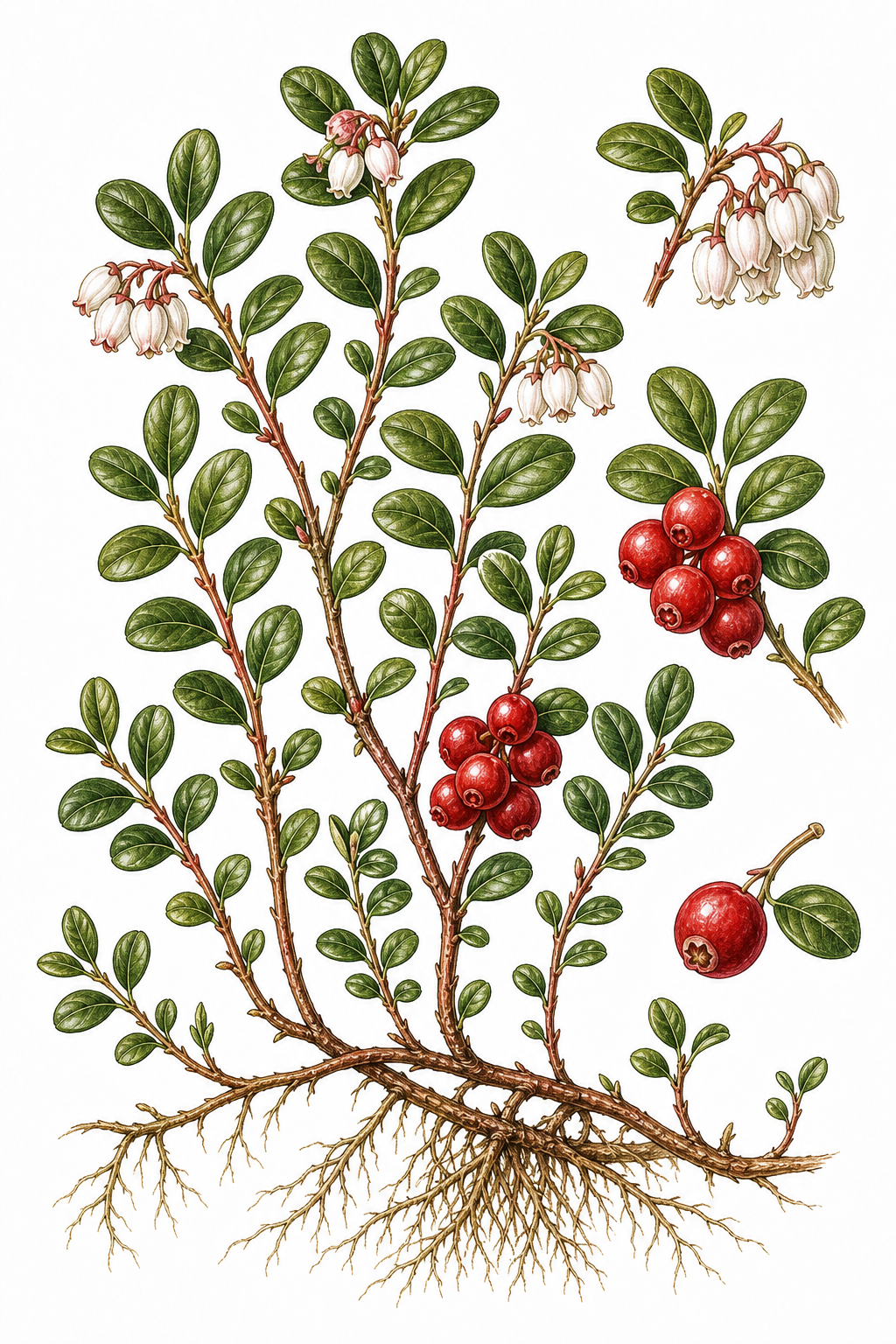 Lingonberry botanical illustration