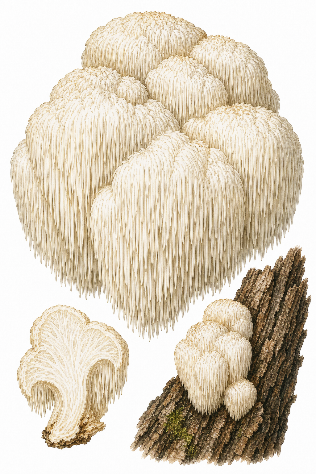 Lion's Mane botanical illustration