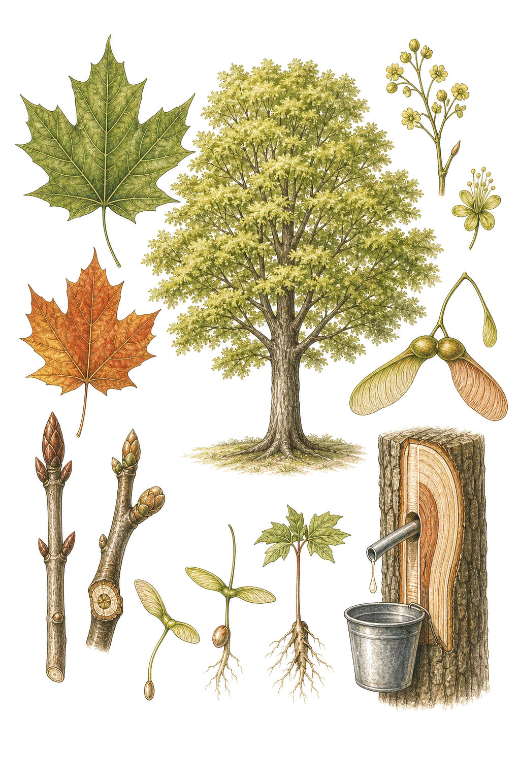 Maple Tree botanical illustration