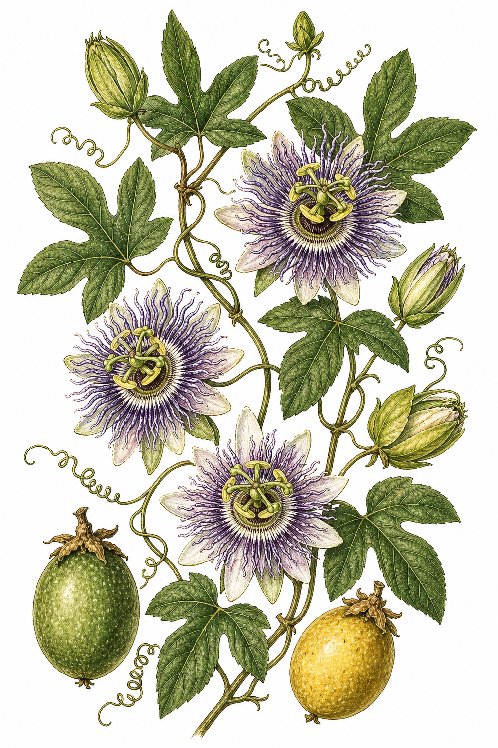 Maypop botanical illustration