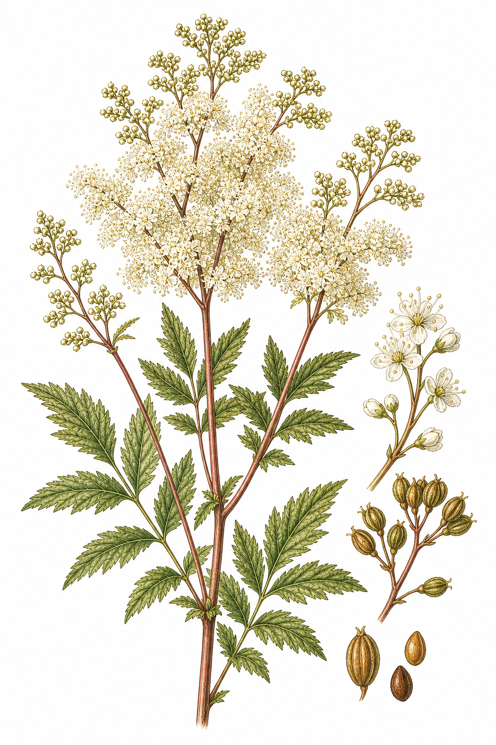 Meadowsweet botanical illustration