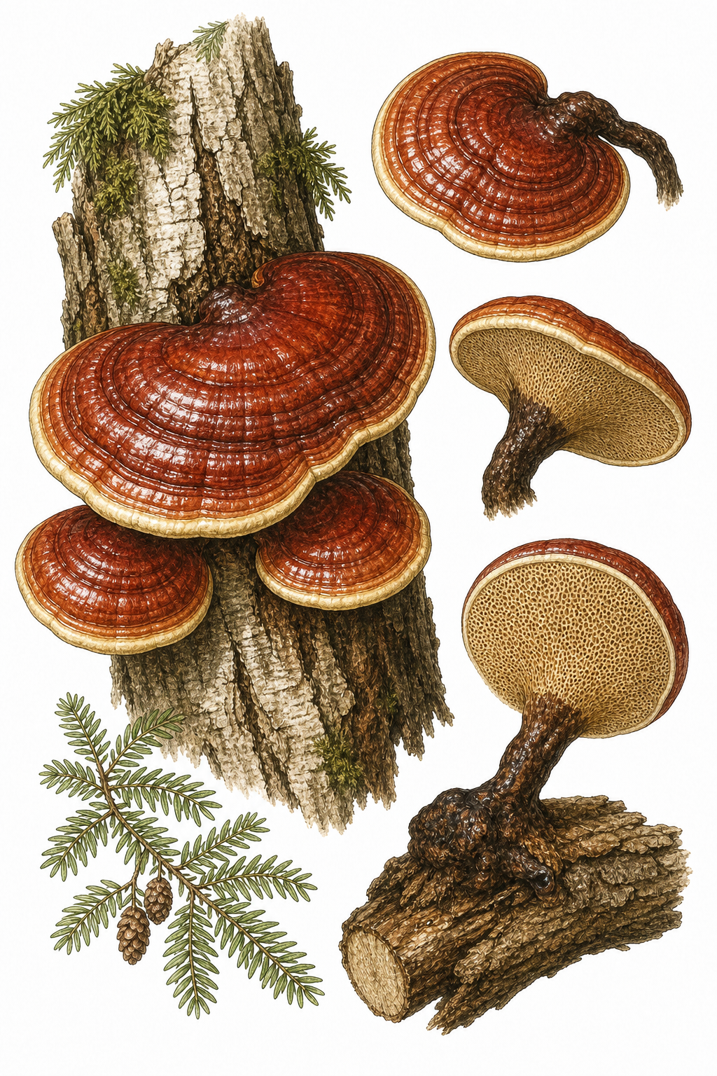 Reishi botanical illustration