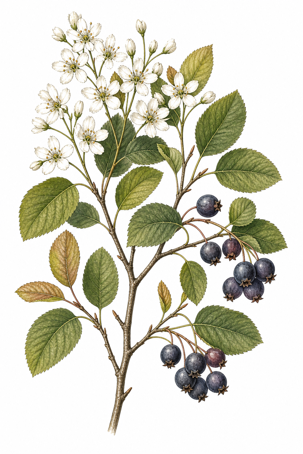 Serviceberry botanical illustration