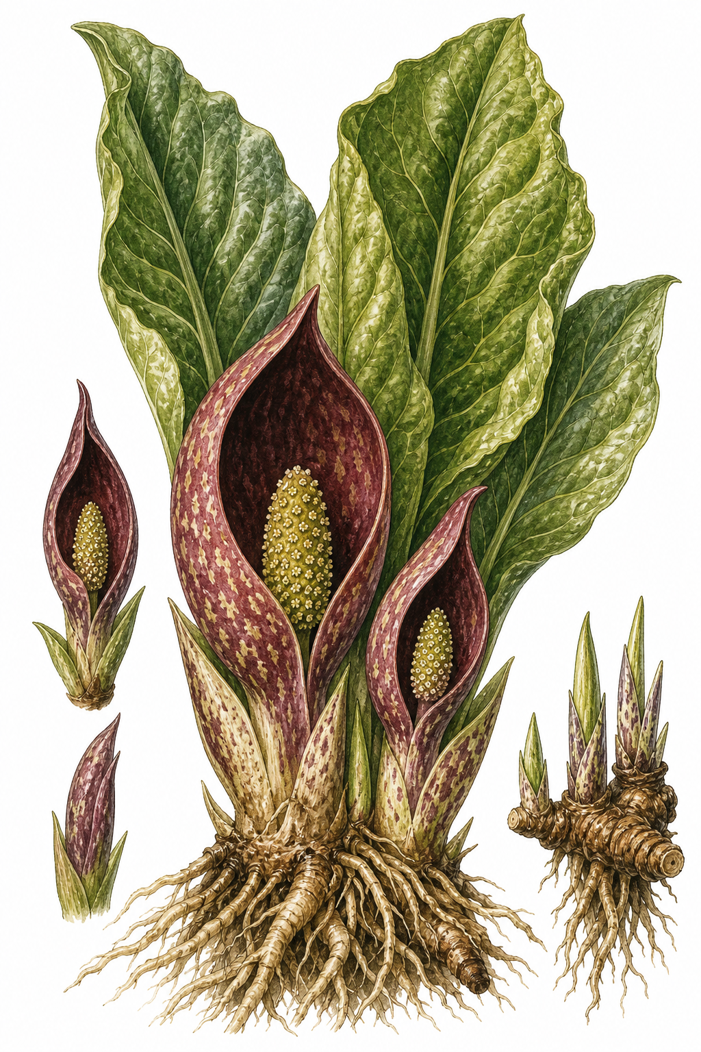 Skunk Cabbage botanical illustration