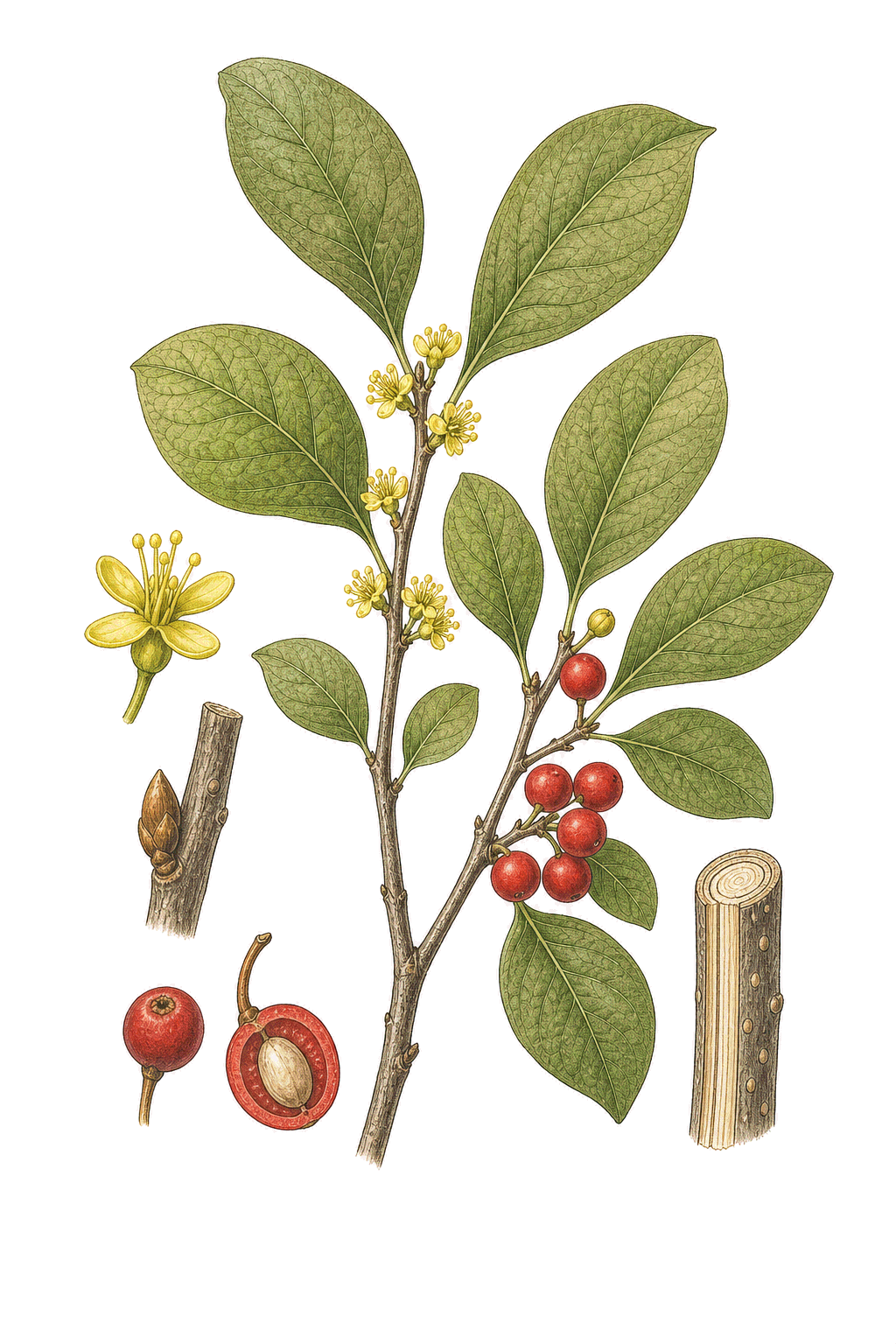 Spicebush botanical illustration