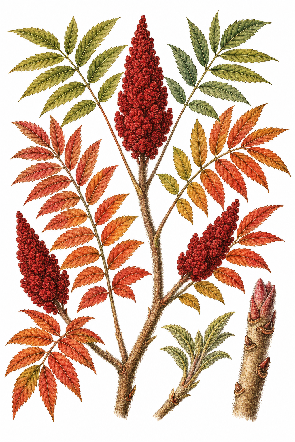 Staghorn Sumac botanical illustration