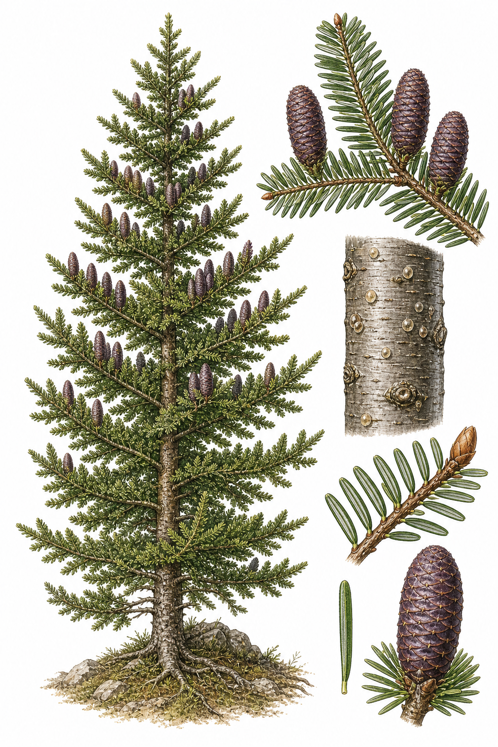 Subalpine Fir botanical illustration