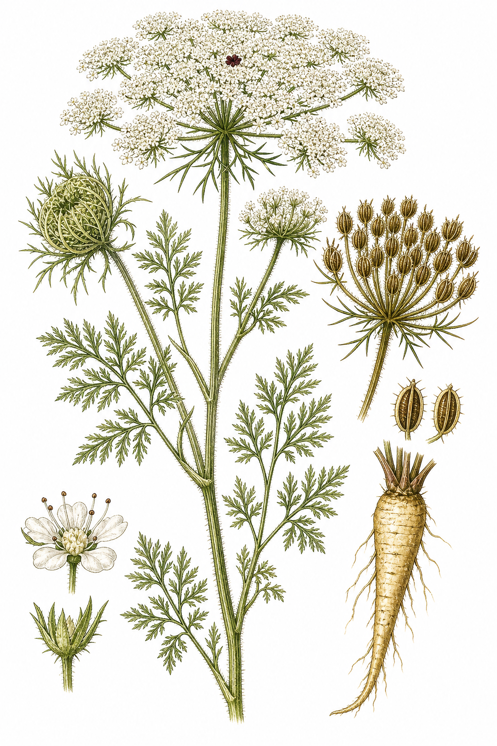 Wild Carrot botanical illustration