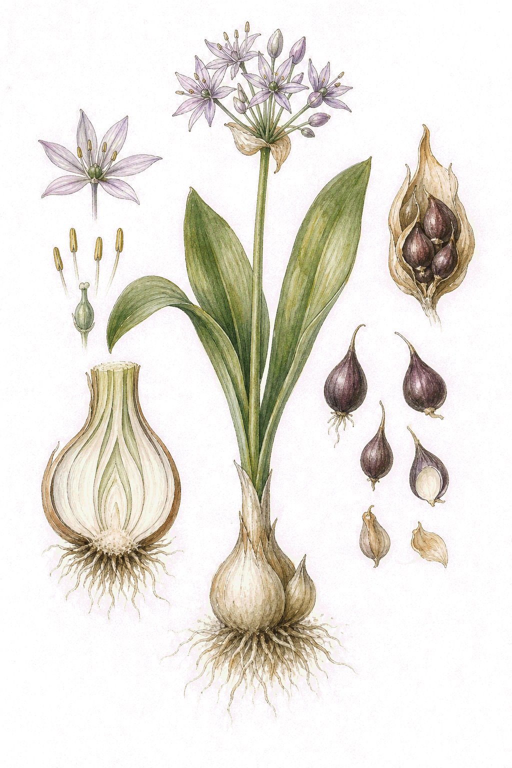 Wild Garlic botanical illustration