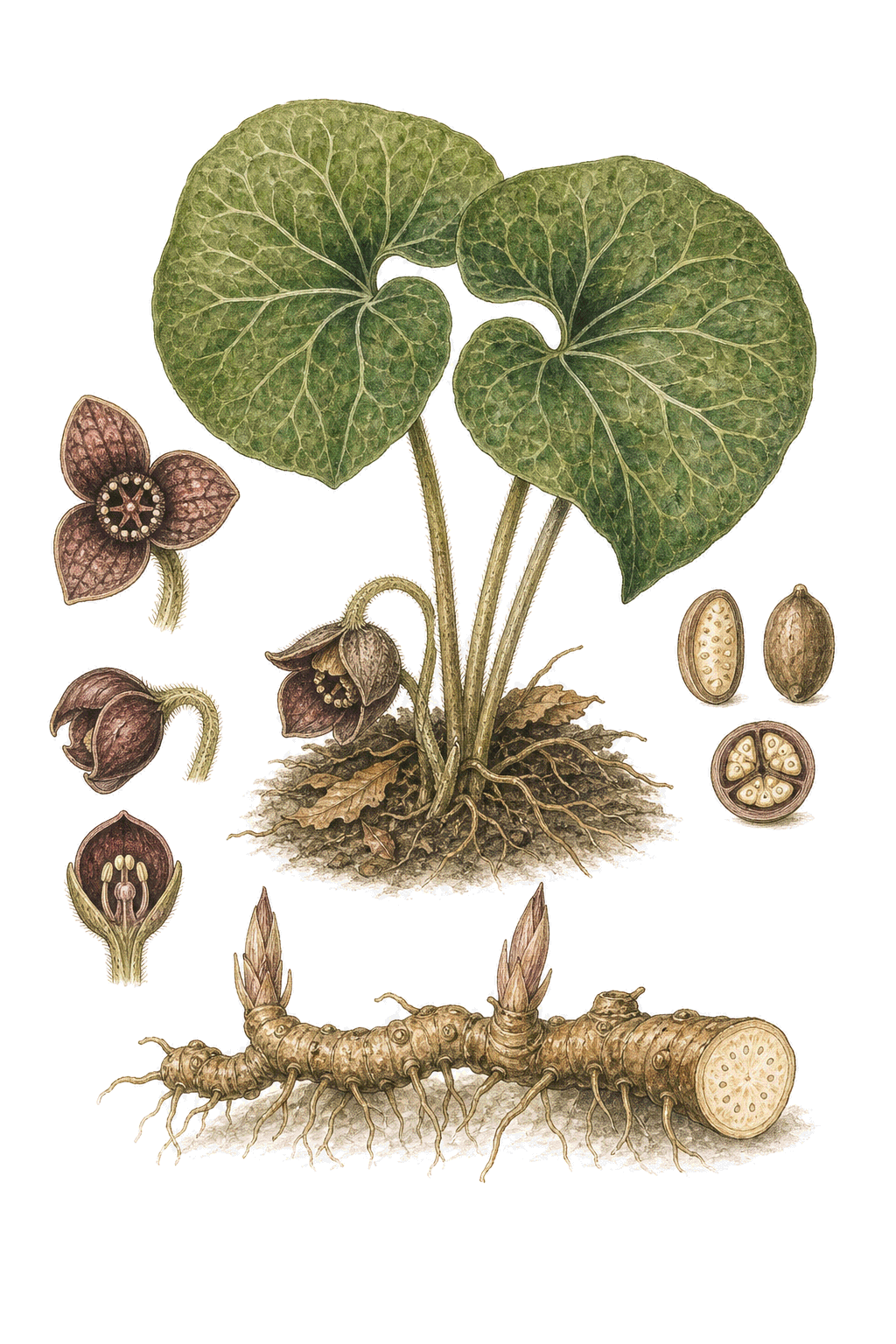 Wild Ginger botanical illustration