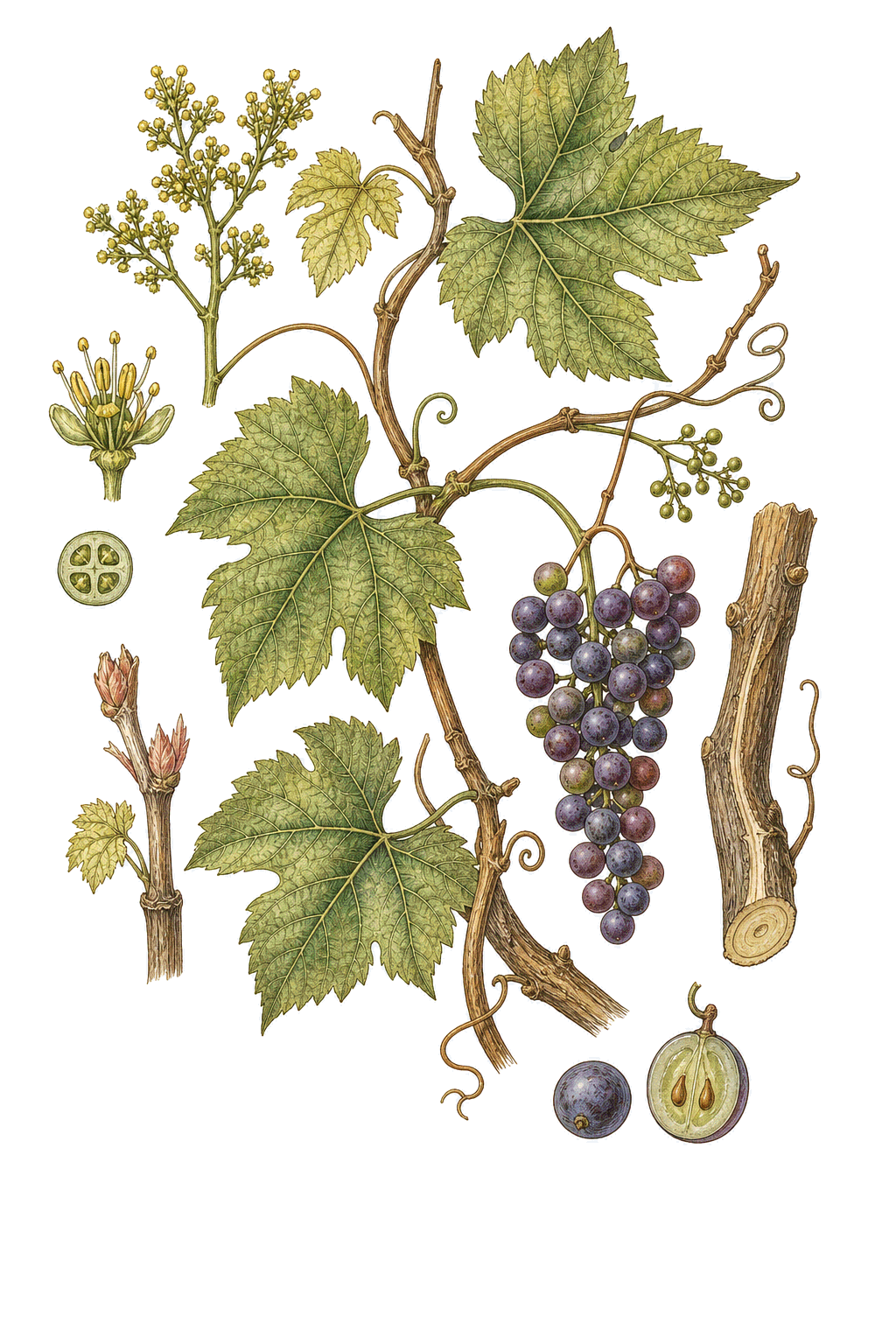 Wild Grape botanical illustration
