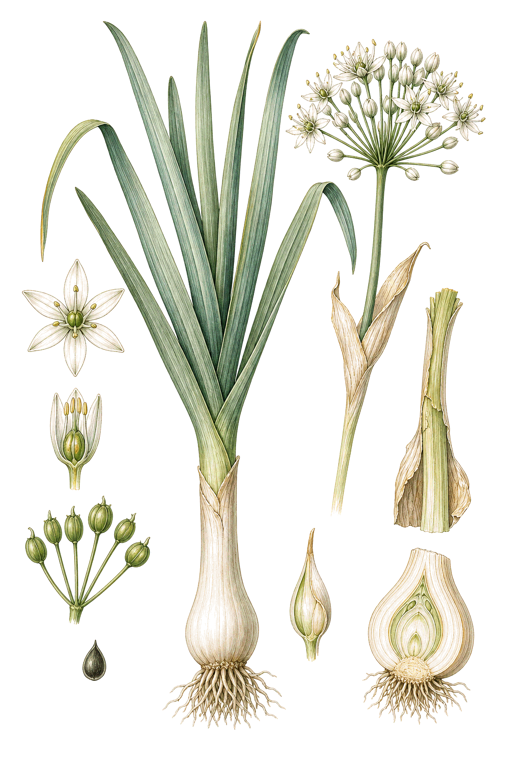 Wild Leek botanical illustration