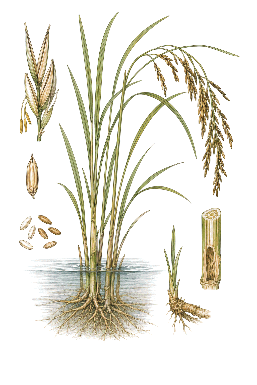 Wild Rice botanical illustration