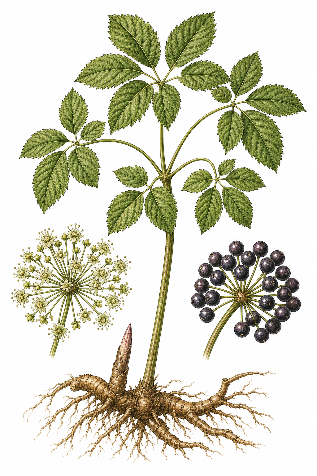 Wild Sarsaparilla botanical illustration