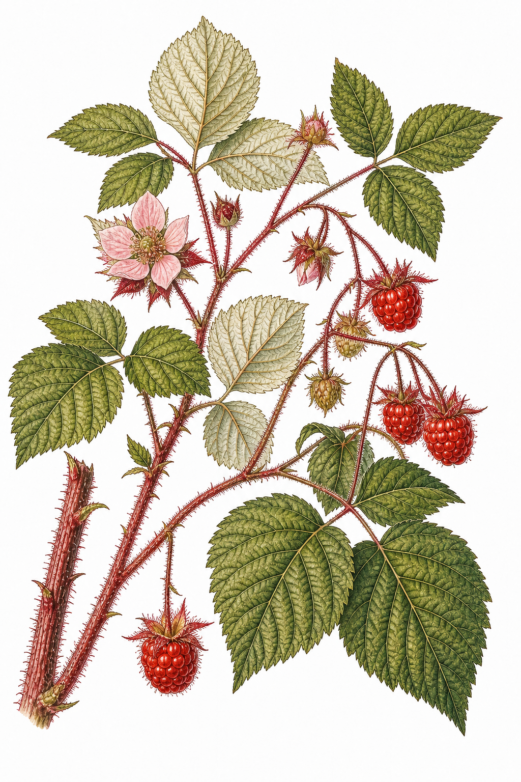 Wineberry botanical illustration