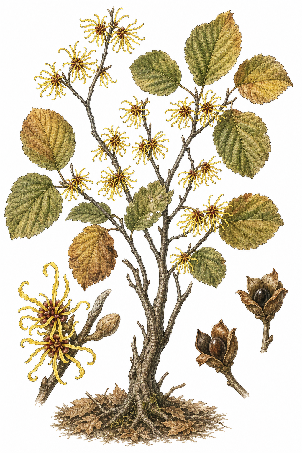 Witch Hazel botanical illustration