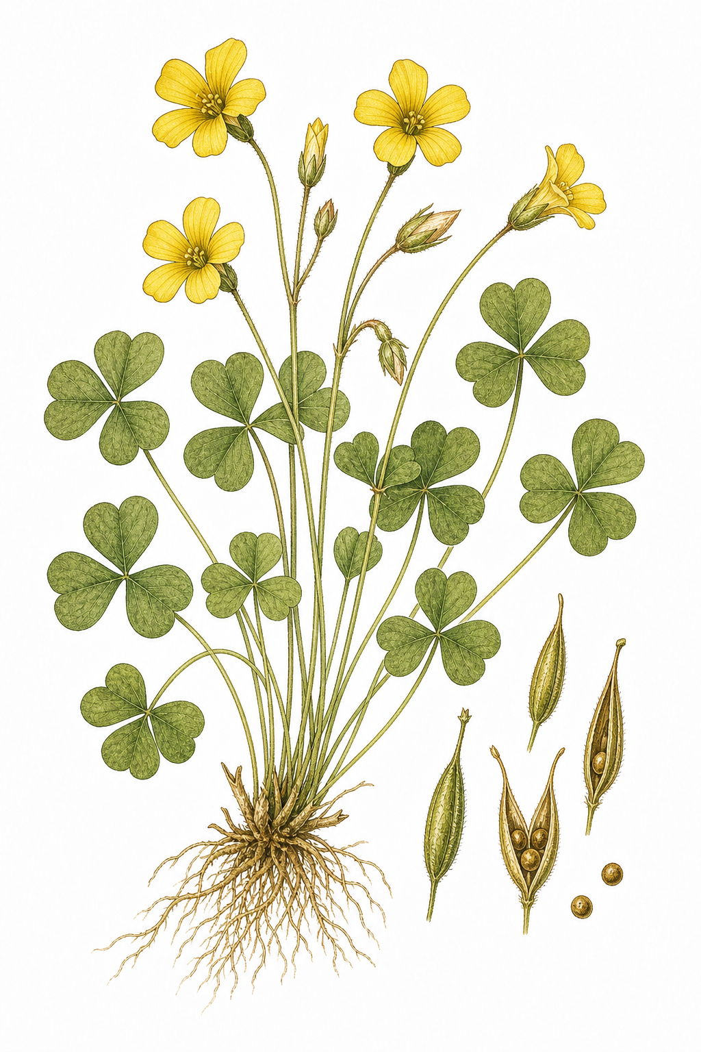 Wood Sorrel botanical illustration